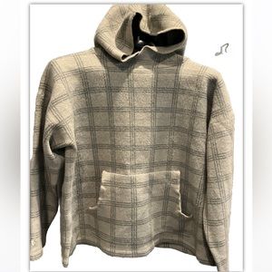 ANALOG BURTON gray SWEATER Snowboard Hoodie HOODED Plaid Knit Pullover Acrylic L